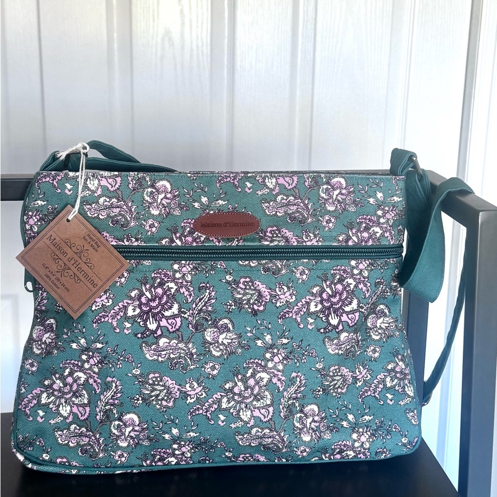 Maison d' Hermine Floral Teal & Lavender Shoulder Bag